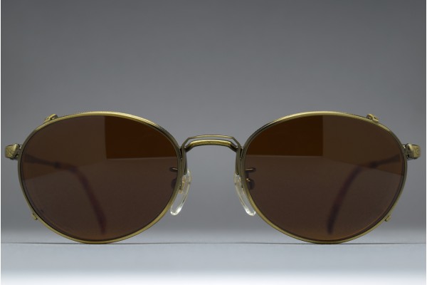 Polo by Ralph Lauren MS-57 A.Brass Oval Frame with Clip on Sunglasses Polo by Ralph Lauren MS-57 A.Brass Oval Frame with Clip on Sunglasses